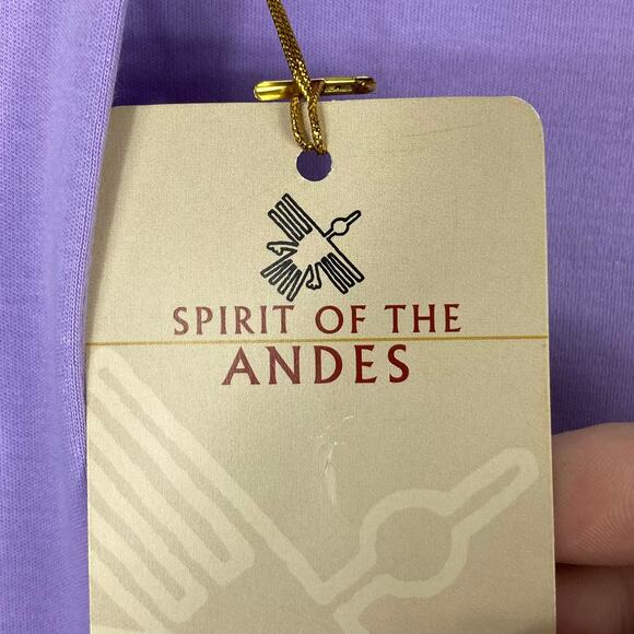 SPIRIT OF THE ANDES Top L Lilac Scoop Neck 3/4 Sleeve Stretch Pima Cotton Peru - Picture 3 of 8